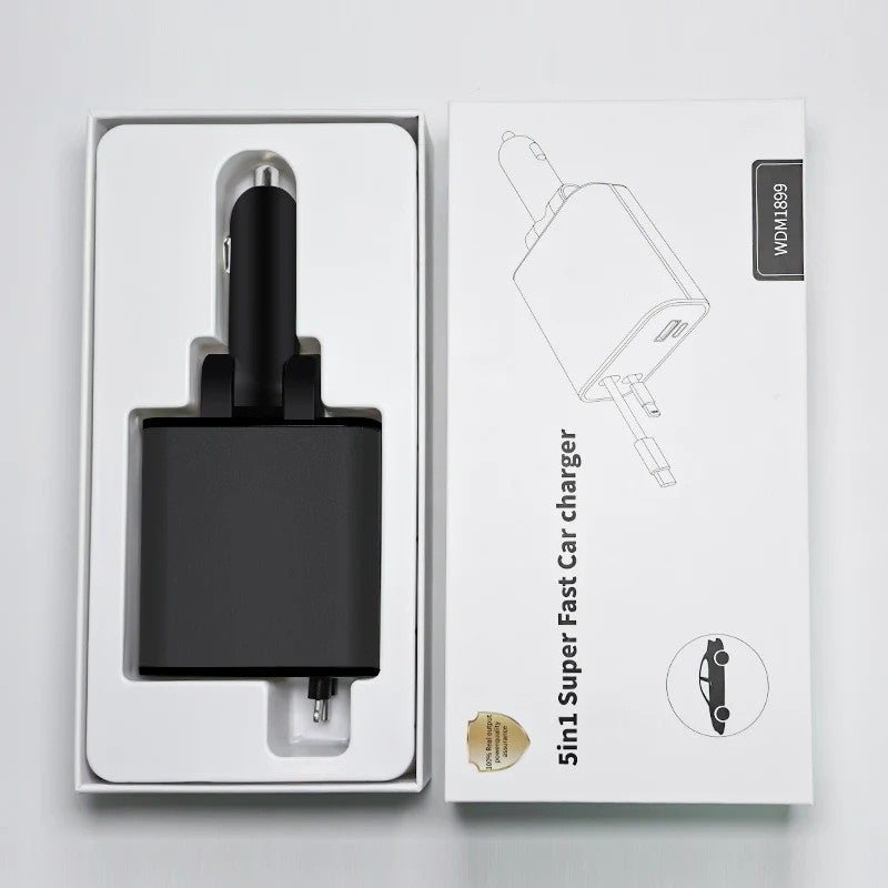 Bluejw 120W 4-in-1 Car Charger Super Fast Charging with Retractable Cable & USB Type C Port - Automobile Charger - Image 4